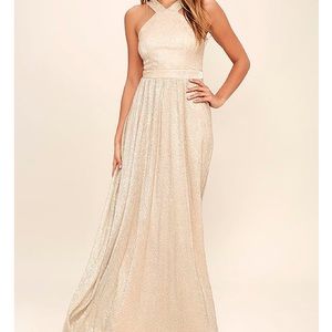 Metallic Champagne Evening Dress (XS)